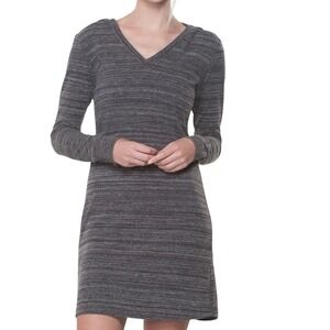 Kuhl Amaranta Hooded Dress Women's Ash Gray Long Sleeve V Neck Heathered XL‎